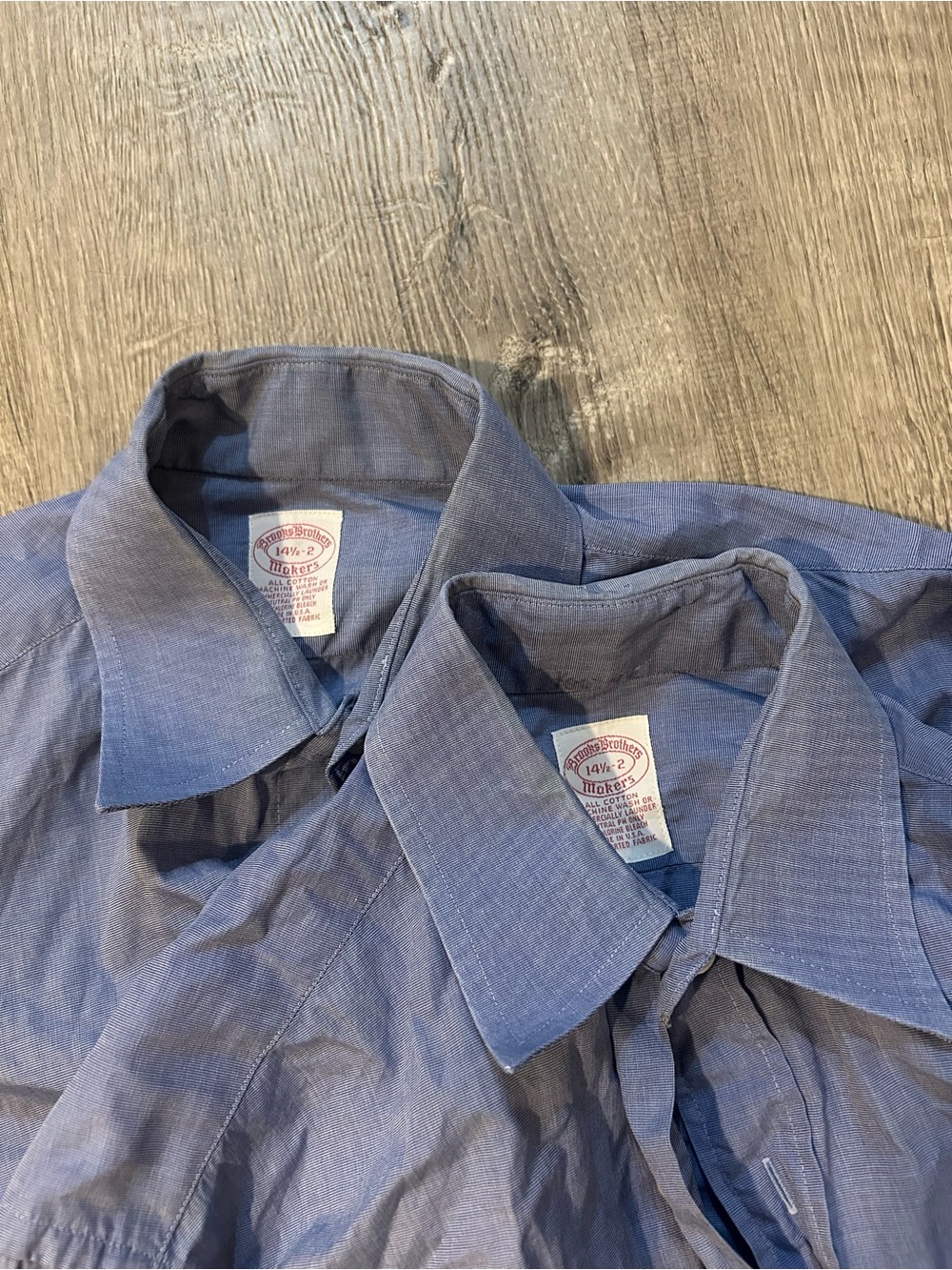 Lot of 2 Vintage Brooks Brothers Made in USA Light Blue Dress Shirts French Cuff
